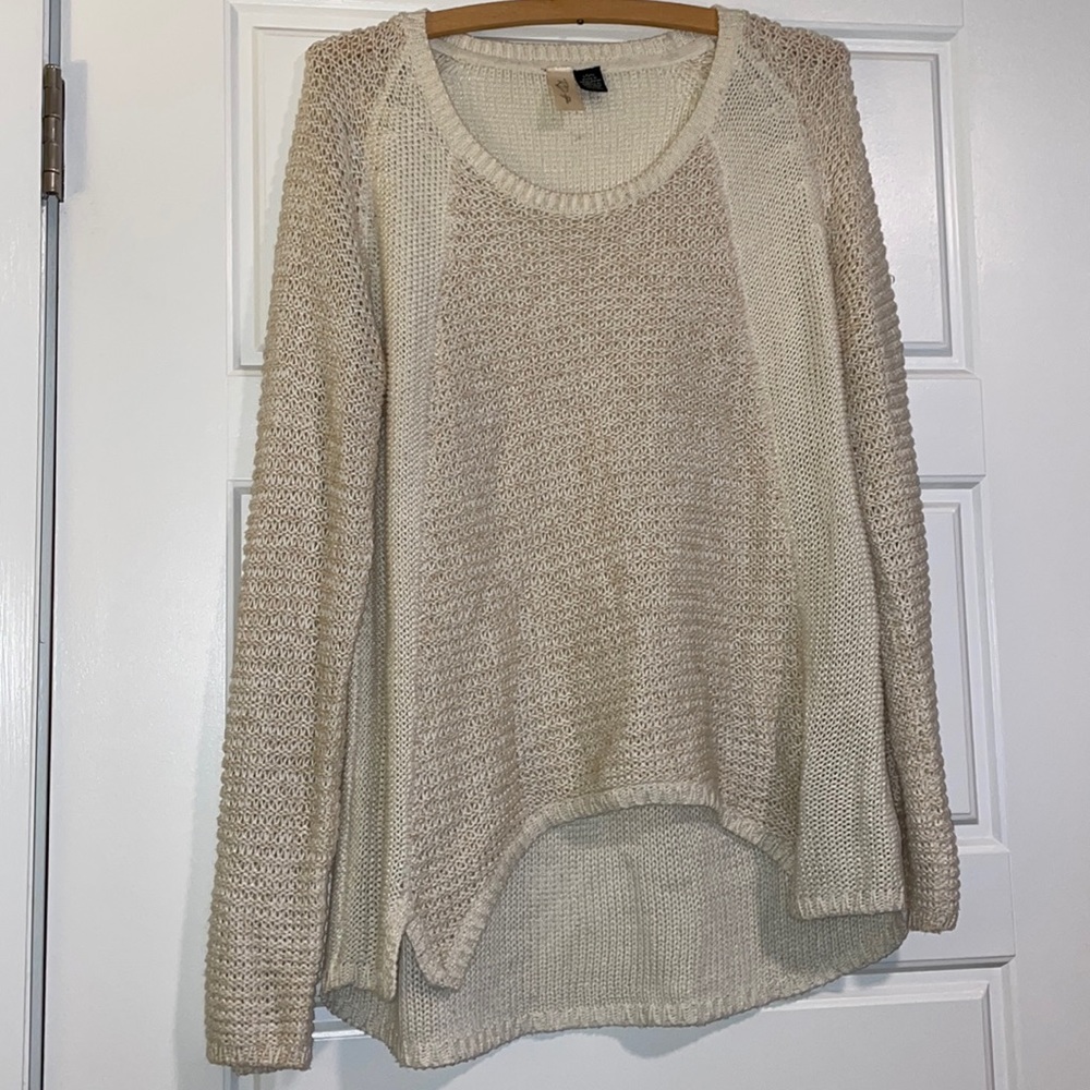 Crochet off white sweater, long sleeves
